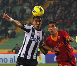 Udinese beats Roma 2-0, takes 1st place in Italy