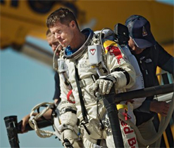 Austrian skydiver Felix Baumgartner enters history books after record-breaking jump