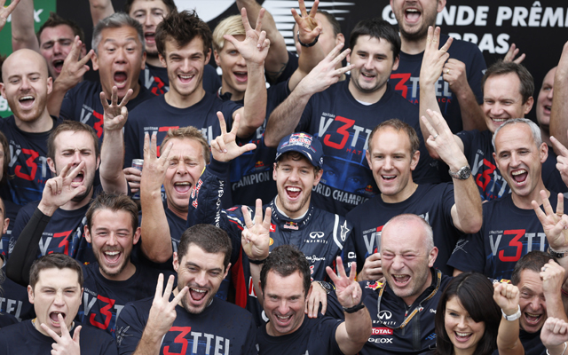 Sebastian Vettel seals historic treble at dramatic Brazilian GP