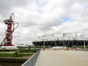 The ArcelorMittal Orbit sculpture, left, before its official unveiling at the Olympic Park, London. The steel sculpture designed by Anish Kapoor and Cecil Balmond stands 114.5 meters (376ft) high, 63% of of the sculpture is recycled steel and incorporates the five Olympic rings.