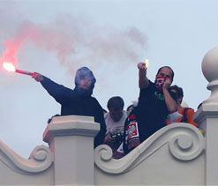 Over 100 arrests made after violent clashes in build-up to Poland v Russia match