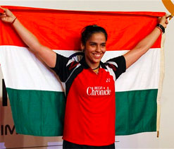 Saina Nehwal felicitated after returning home