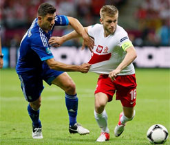 Poland 1-1 Greece: Szczesny sent off as sub Salpingidis grabs thrilling draw
