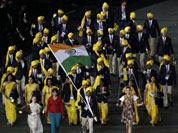 India`s Sushil Kumar carries the flag during the Opening Ceremony at the 2012 Summer Olympics  in London.