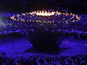 The Olympic cauldron is lit during the Opening Ceremony at the 2012 Summer Olympics in London.