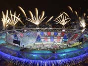 Fireworks ignite over the Olympic Stadium during the Opening Ceremony at the 2012 Summer Olympics in London. 
