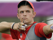 United States Jacob Wukie aims during a individual ranking round at the 2012 Summer Olympics in London. 