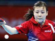Ariel Hsing of the United States compets against Yifang Xian of France during the second round of women`s table tennis at the 2012 Summer Olympics in London.