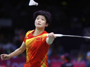 China`s Wang Xin plays against United States` Rena Wang at a women`s singles match of the 2012 Summer Olympics.