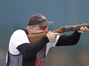 Norway`s Tore Brovold shoots during the second day of qualifiers for the men`s skeet event at the 2012 Summer Olympics in London.
