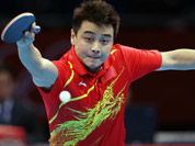 China`s Hao Wang returns a shot during a quarterfinals men`s table tennis match against Japan`s Seiya Kishikawa at the 2012 Summer Olympics in London.