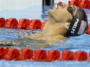 United States` Michael Phelps reacts after winning gold in the men`s 4x200-meter freestyle relay swimming final at the Aquatics Centre in the Olympic Park during the 2012 Summer Olympics in London.
