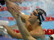 United States` Michael Phelps celebrates after winning gold in the men`s 4x200-meter freestyle relay swimming final at the Aquatics Centre in the Olympic Park during the 2012 Summer Olympics in London.