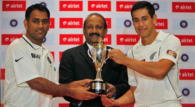 Captains of India, New Zealand teams unveil trophy