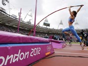 Russia`s Yelena Isinbayeva practices ahead of the women`s pole vault qualification during the athletics in the Olympic Stadium at the 2012 Summer Olympics.