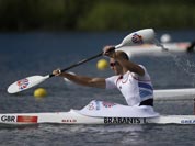 Great Britain`s Tim Brabants paddles in a men`s kayak single 1000m heat in Eton Dorney, near Windsor, England, at the 2012 Summer Olympics.