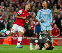 Theo Walcott scores double in Arsenal’s 6-1 victory against Coventry