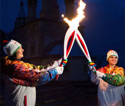 Russian spacecraft flies Sochi Olympics torch to space
