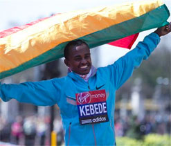 Kebede, Jeptoo win emotional London Marathon