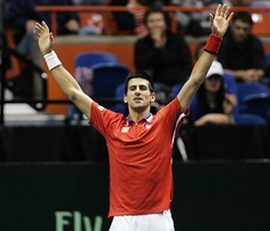 Djokovic lifts Serbia past US in Davis Cup