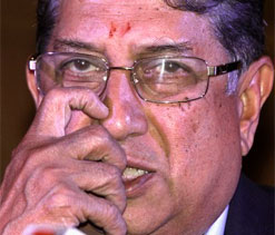 N Srinivasan arrives to attend BCCI AGM